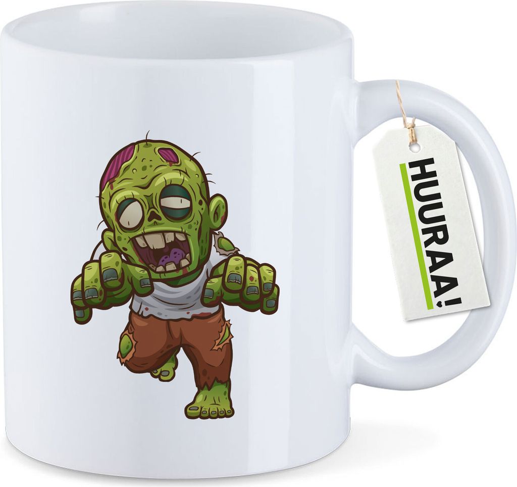 Huuraa Kaffeetasse Zombie Fabelwesen 330ml Weiß Keramik Kaffeebecher Geschenkidee