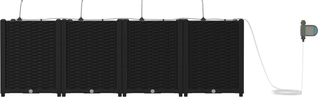 Möbel Gabionen-Hochbeet - Garten-Pflanzgefäß - Pflanzkorb - 4er Set,multifunktional& Moderne - Schwarz 160 x 40 x 53 cm Stahl - Beete Einfacher ...