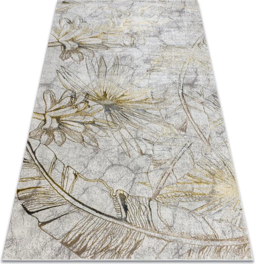 Tapis Floral Structurel Crème et Or 140x190 cm Texture Douce BLISS