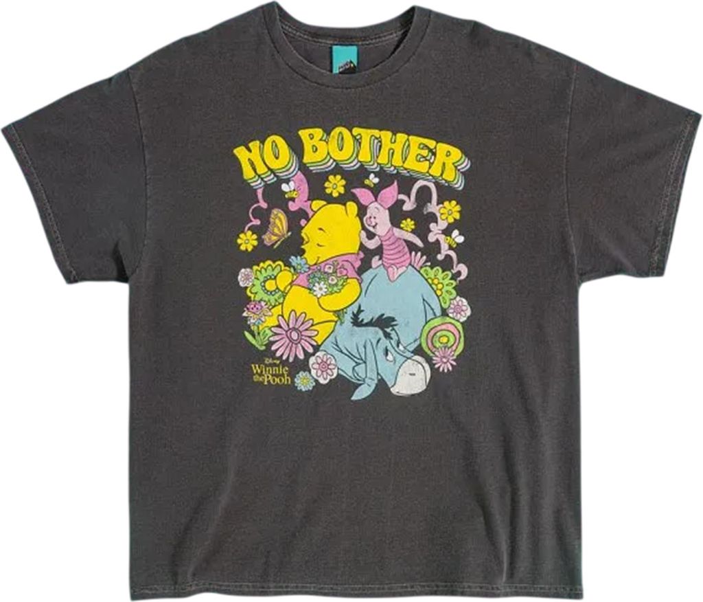 Winnie the Pooh - "No Bother" T-Shirt für Herren/Damen Uni, Vintage-Waschung TT1103 (M) (Holzkohle)