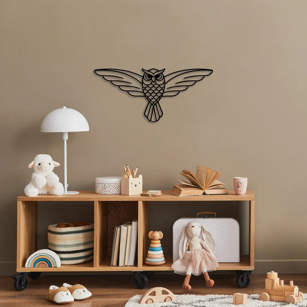 Offerta Wallity Gufo Metallo Nero 38x17 - Decorazione Casa Top
