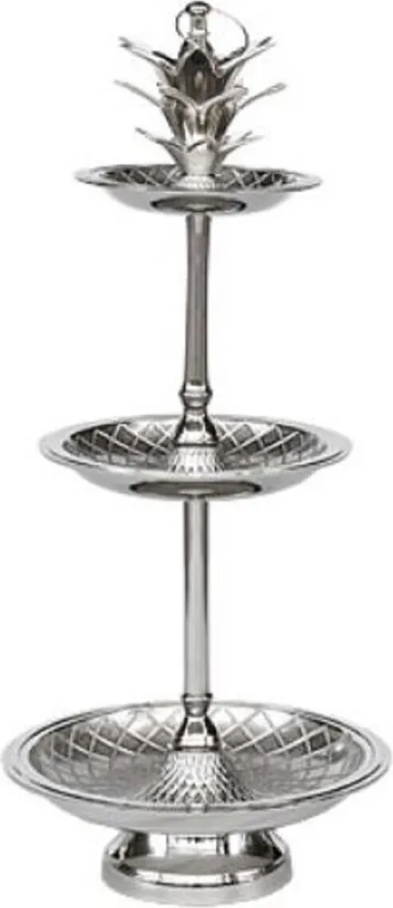 Etagère 3 Niveaux en Argent et Design Ananas pour Gastronomie