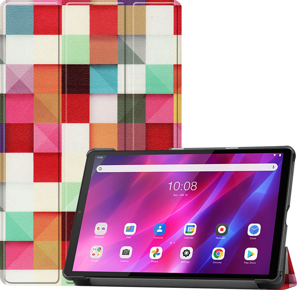 Case2go - Hülle kompatibel mit Lenovo Tab K10 10.3 (2021) - Mit Standfunktion - TPU Tablet Case Schutzhülle - Blöcke