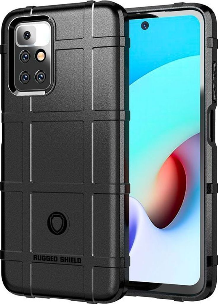 Mobigear Rugged Shield Xiaomi Redmi 10 4G Hülle Flexibles TPU Backcover Stoßfest - Schwarz