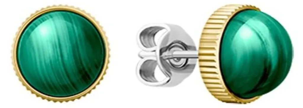 Boucles d'oreilles pendantes en malachite et plaqué or pour femme