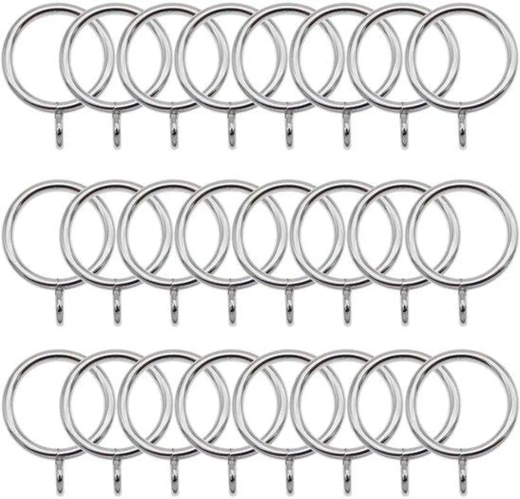 Anneaux pour rideaux et tentures en métal argenté robuste diam 38 mm