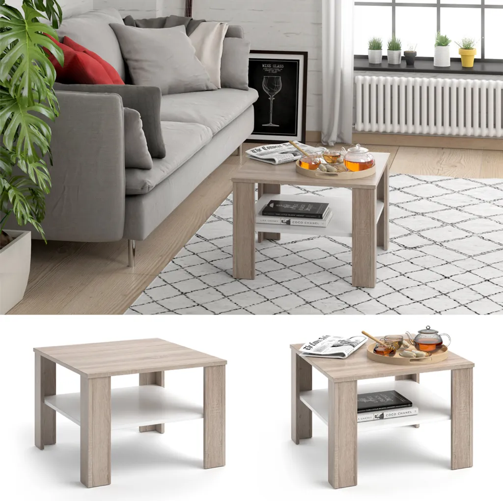 Table basse d'appoint Vicco Homer 60x60 Sonoma idéale pour studio et T1 - 2