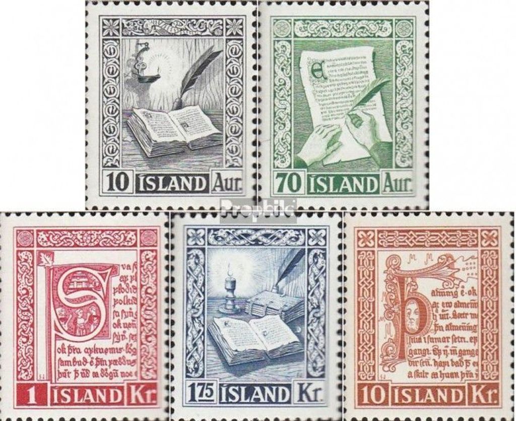 Briefmarken Island 1953 Mi 287-291 (kompl.Ausg.) postfrisch Alte Island-Manuskripte
