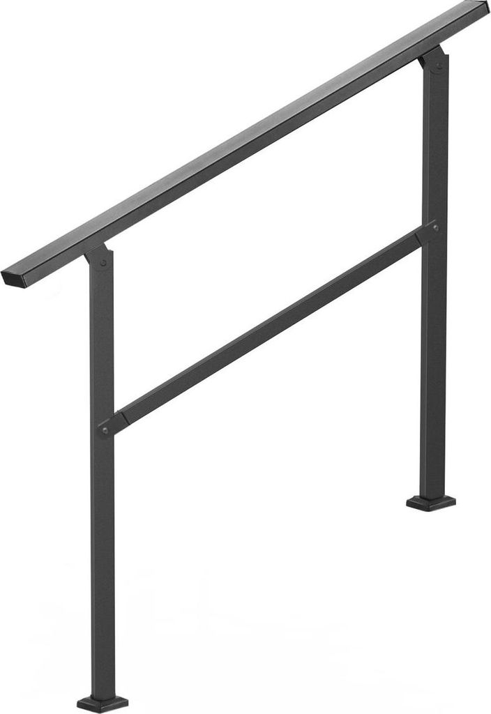 Outdoor Handrails for 2-3 Step Stairs Black Square Tube Easy Install