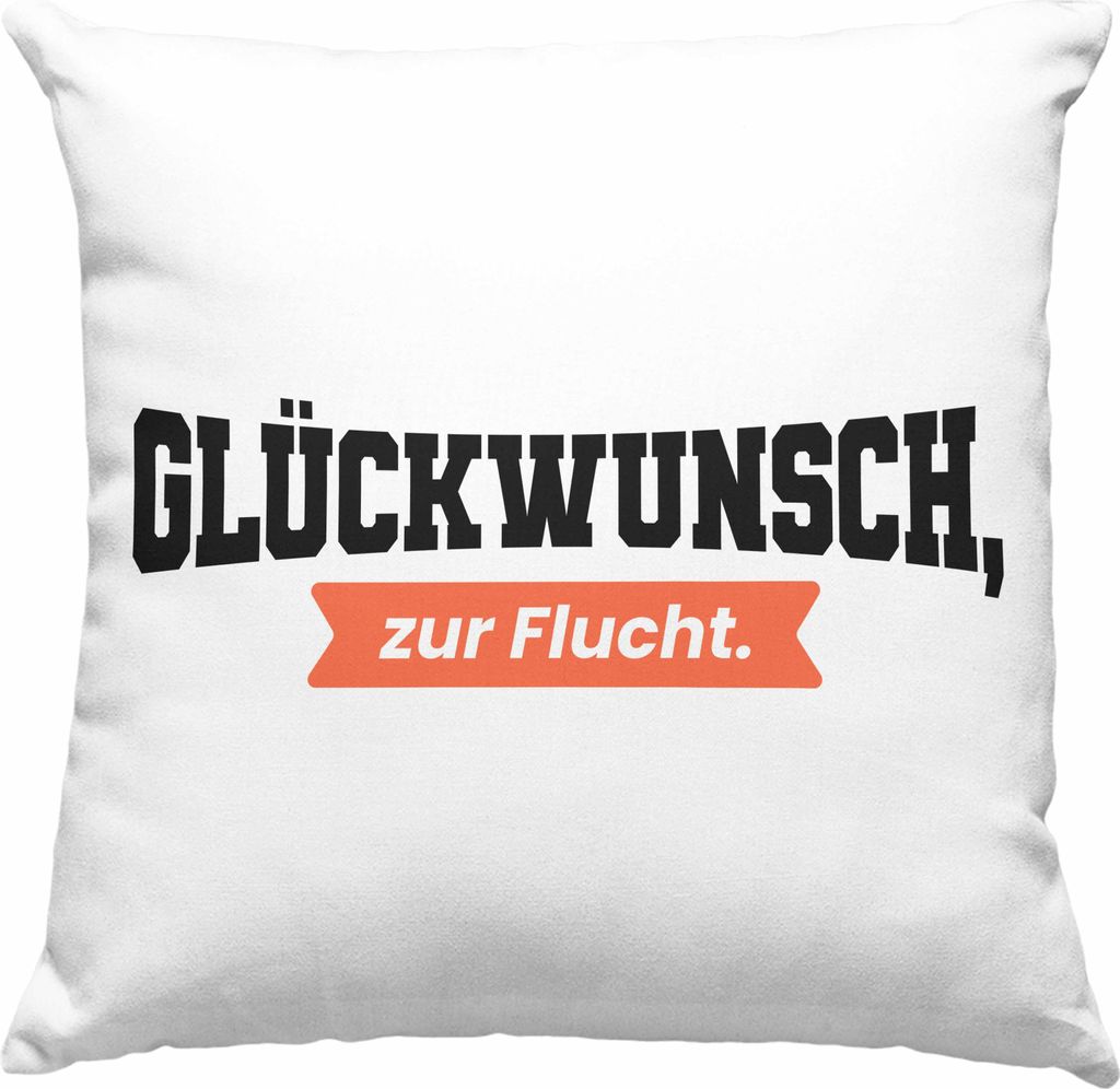 Trendation - Jobwechsel Deko-Kissen mit Füllung 40x40 Geschenk Kollege Kollegin Lustig Abschiedsgeschenk Sprüche Glückwunsch Zur Flucht Abschied...
