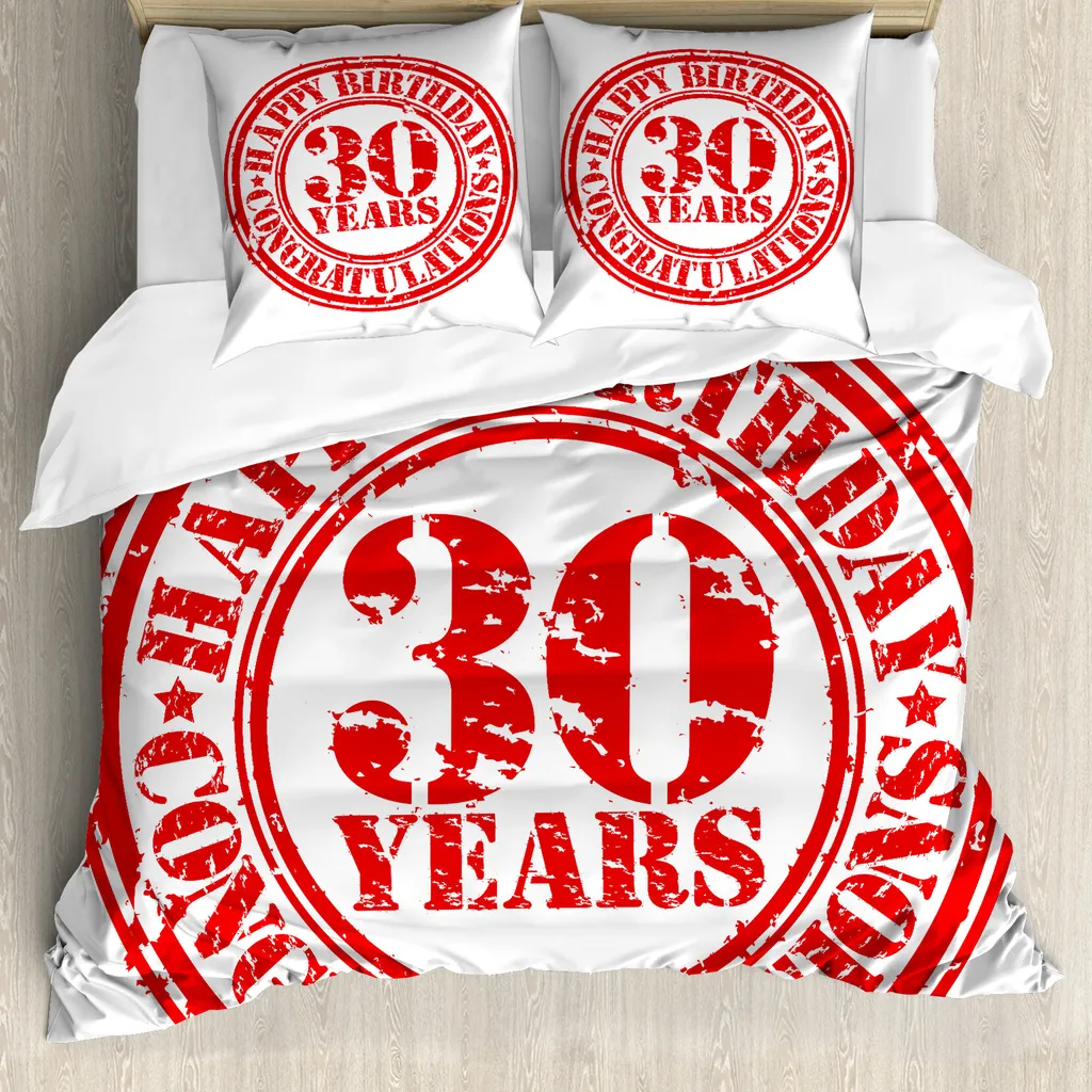 Set Copripiumino 30° Compleanno Rosso Bianco - ABAKUHAUS 200x200