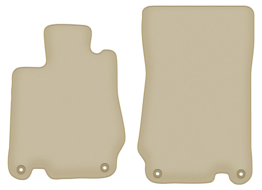 Velours-Fußmatten Vorne PREMIUM beige passend für Mercedes SL R230 (2001-2011, Roadster) – mit Befestigungen – passgenau