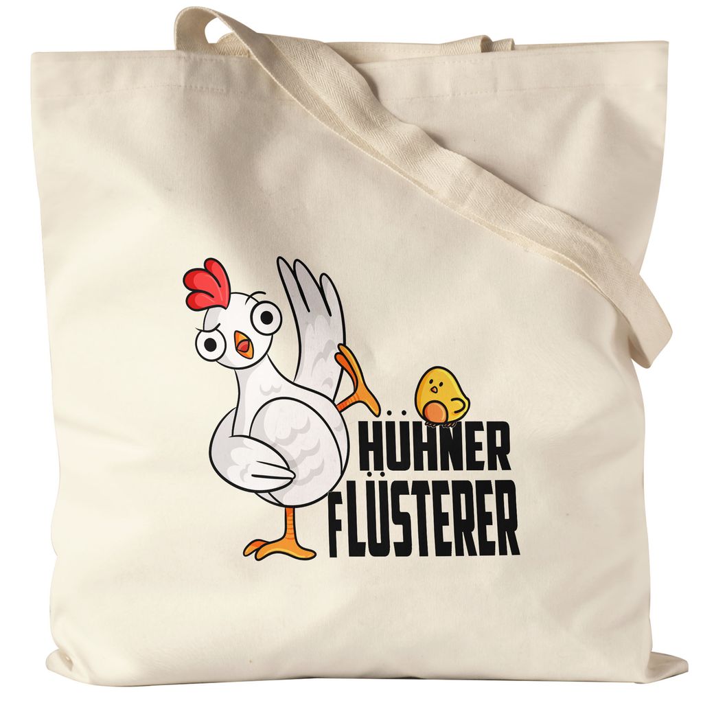 Hühner-Flüsterer Jutebeutel Stoffbeutel Canvas Huhn-Fans Bauernhof Chicken Hühnerhof Geschenkidee