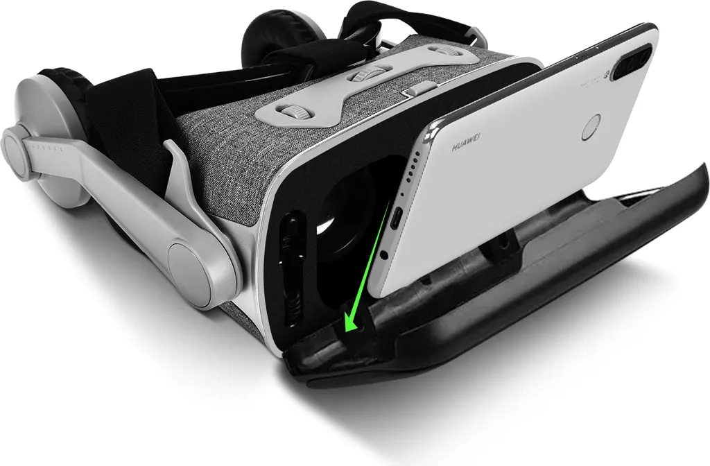 Lunettes VR pour smartphone avec câble jack 3,5 mm et sangles - Gris