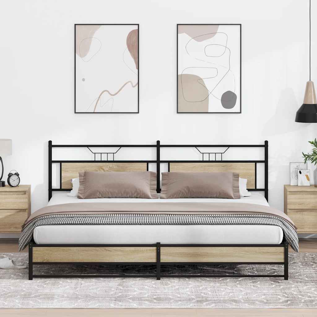 "Rabatt" Metallbett ohne Matratze - Robuste Metallkonstruktion - Sonoma-Eiche 200x200 cm - Klassische Betten CC11847