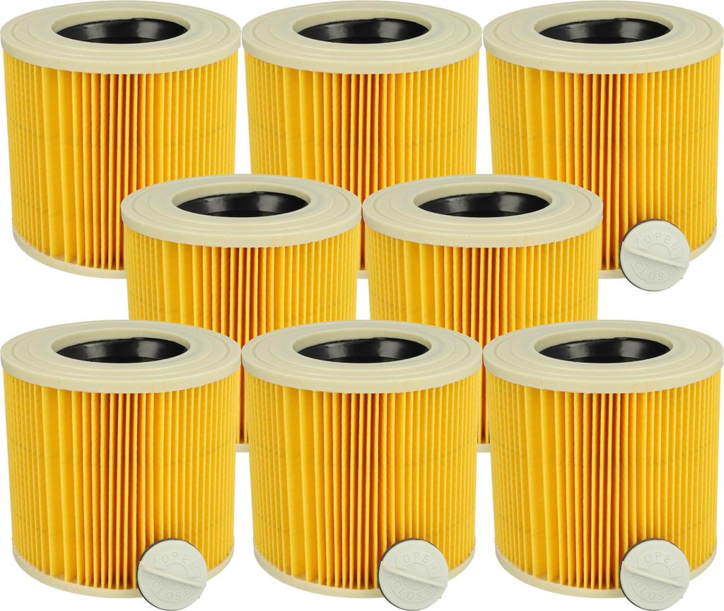 vhbw 8x Faltenfilter kompatibel mit Kärcher NT 38/1 Me Classic E, SE 4002, SE 4001, NT 38/1 CLassic Staubsauger - Patronenfilter Gelb Abwaschbar