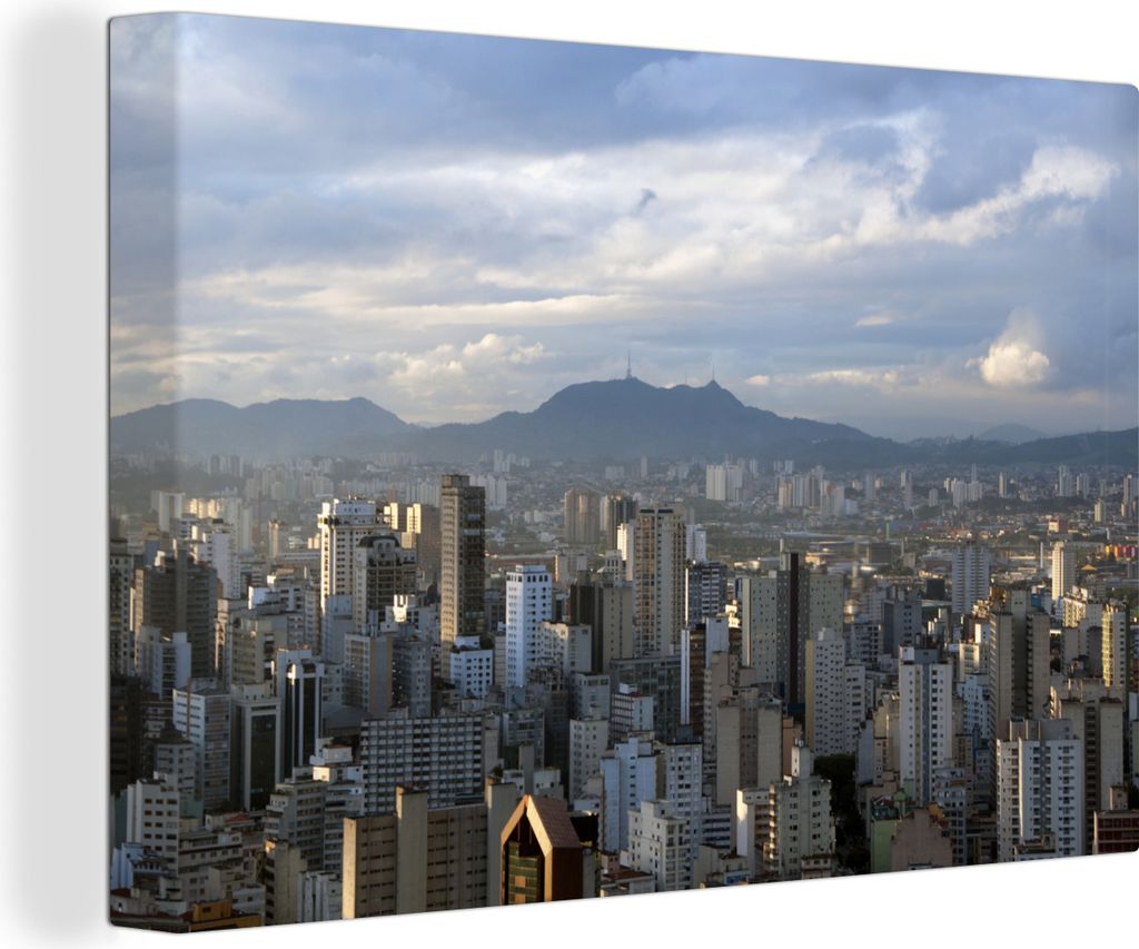 OneMillionCanvasses - Leinwandbilder - 140x90 cm, Das südamerikanische São Paulo mit dem Pico do Jaraguá im Hintergrund, Wandbilder Kunstdruck...
