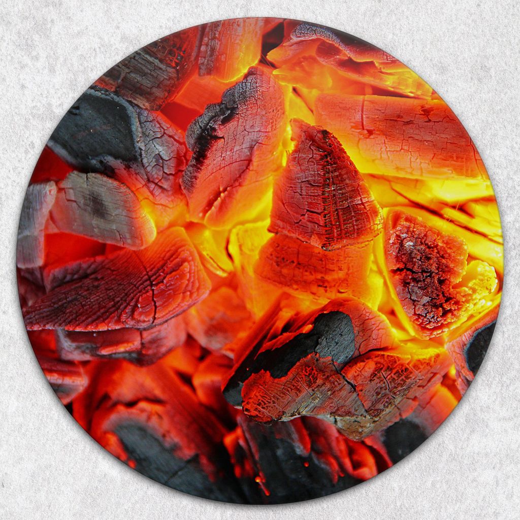 Glas-Herdabdeckplatten Glaskeramikkochfeld-Abdeckung Spritzschutz Glas Runden Schneidebrett fi40 cm - Grill Feuer Glut