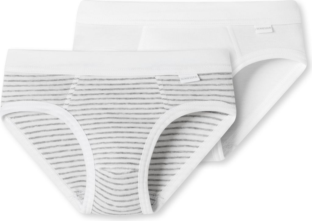 SCHIESSER Jungen 2-Pack Sportslips - weiß/grau - Größe 92