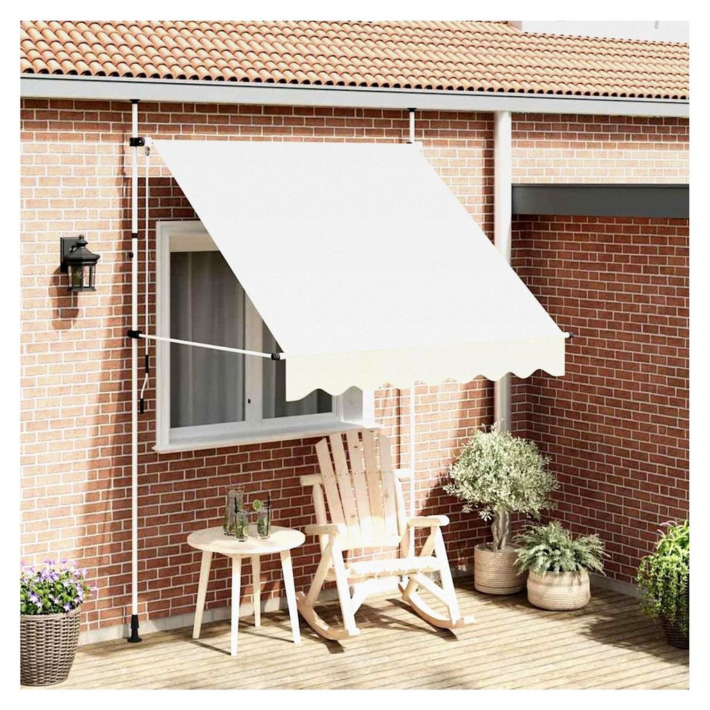 Einziehbare Handmarkise 200 cm Cremeweiß für Außenbereiche, Gärten und Innenhöfe