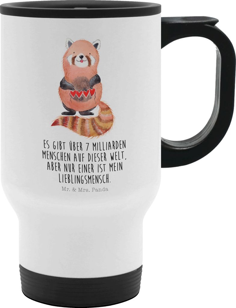 Mr. & Mrs. Panda Thermobecher Roter Panda - Weiß - Geschenk, trinkbecher mit deckel, Lieblingsmensch, Liebling, To Go, Isolierbecher Edelstahl, Ro...