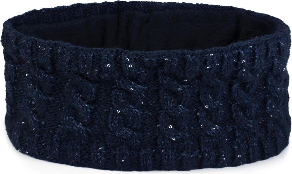 styleBREAKER Damen Strick Stirnband mit Zopfmuster und Pailletten, Fleece Futter, Haarband, Thermo Winter Headband 04026028