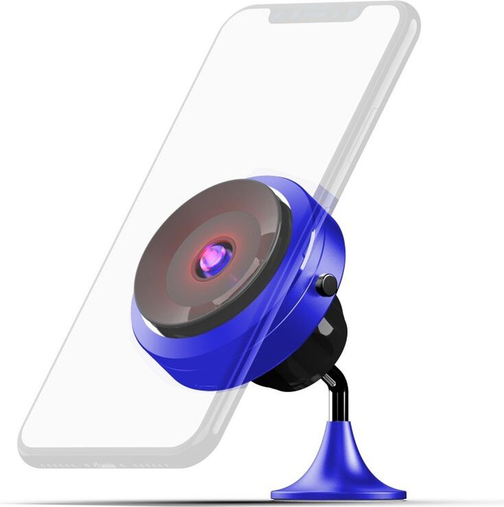 MA05- Handyhalterung mit Vakuumsauger und kabelloser Aufladung QC3.0 - BLUE