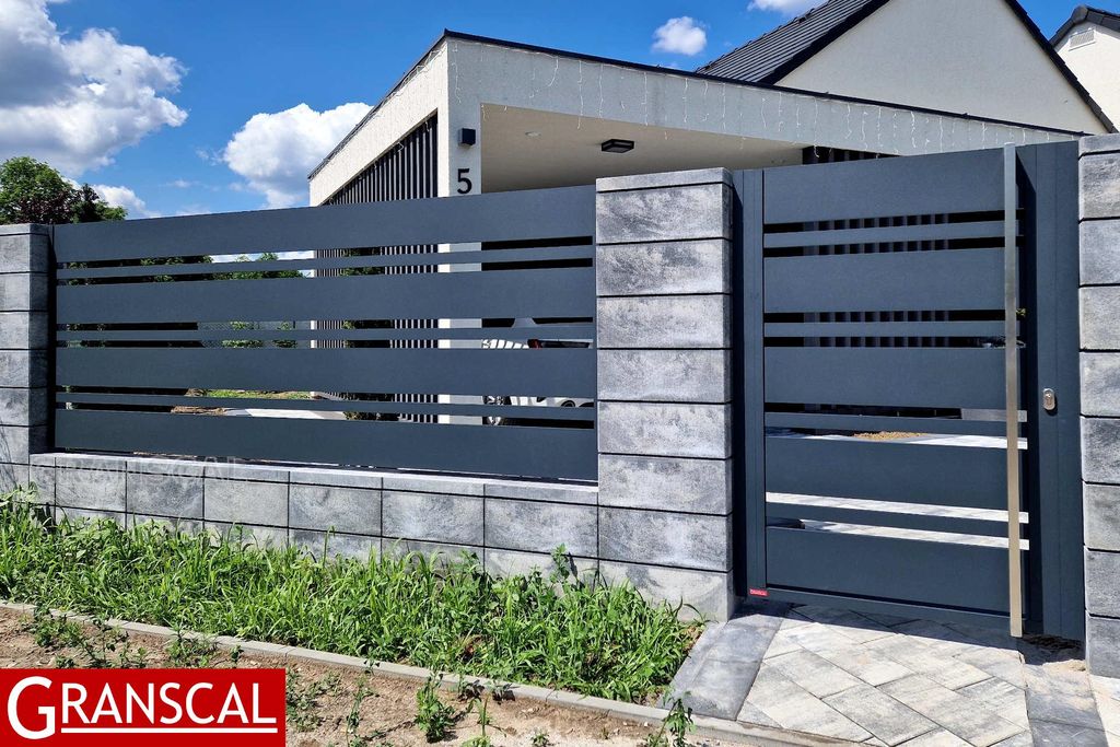 Aluminium Zaun Modern Sichtschutz Anthrazit Hochwertig Pulverbeschichtet LARGUS