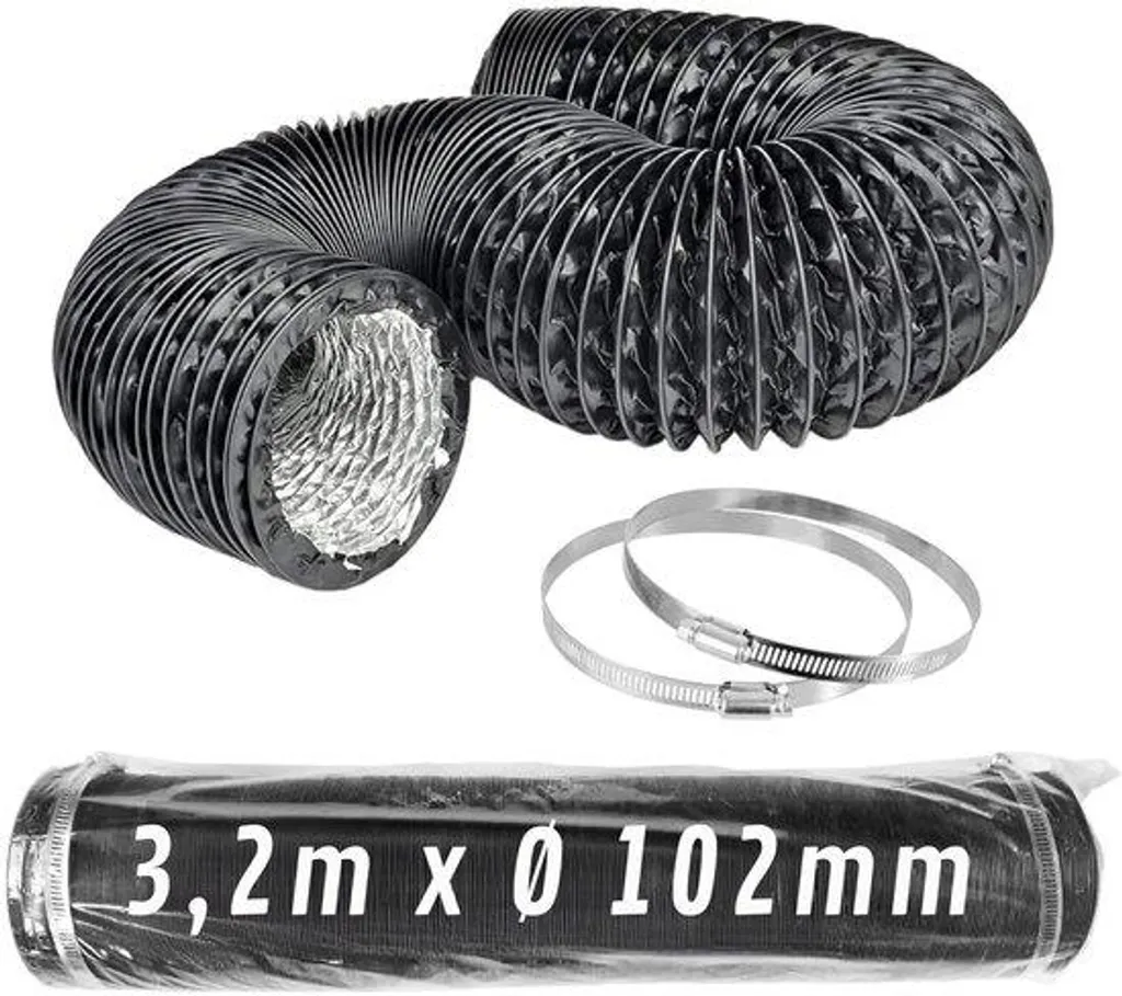 Tuyau de ventilation hotte et VMC noir Ø 102 mm longueur 3,2 m flexible