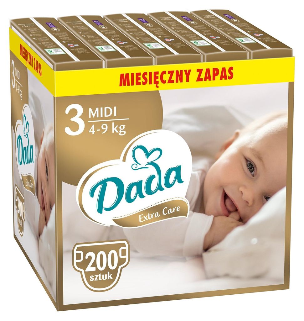 Windeln Dada Extra Care Größe 3 4-9 kg 200 Stück Produktbild 