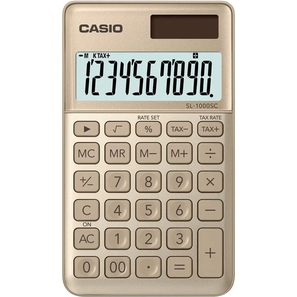 Casio SL-1000SC-GD Gold: Calcolatrice Tascabile 10 Cifre per Business