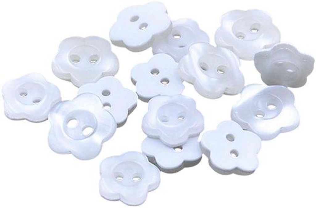 100 weiße Halsnähte, Nähnähte für Blumen, Nähte für Pullover, Baby-Nähte, dekorative Nähte für Kleidung, weiße Nähte mit 2 Löchern