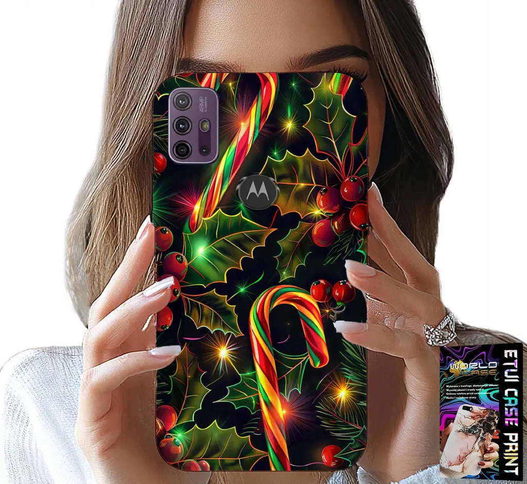 Custodia per Motorola Moto G10 Power - Bastoncino di zucchero, vischio, albero di Natale + vetro
