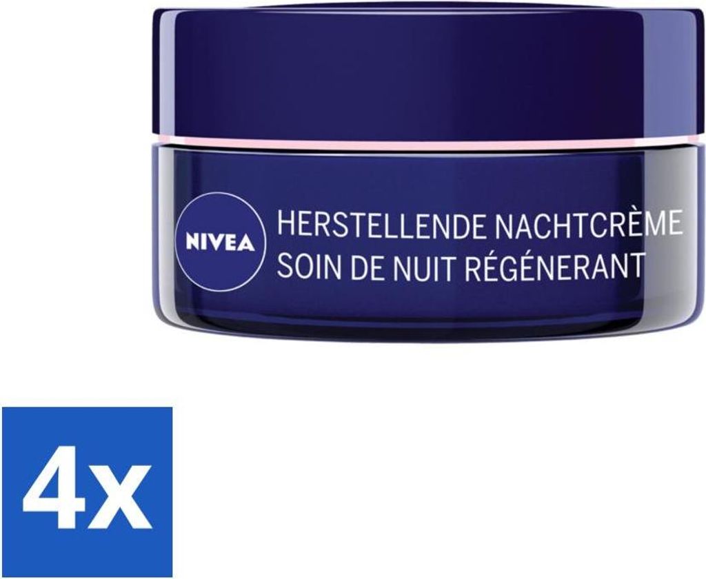 NIVEA - Nachtcreme - Essentials +24H Nourishing - Für empfindliche & trockene Haut - Mit Sheabutter & Mandelöl - 50 ml - Vorteilspack - 4 Stücke