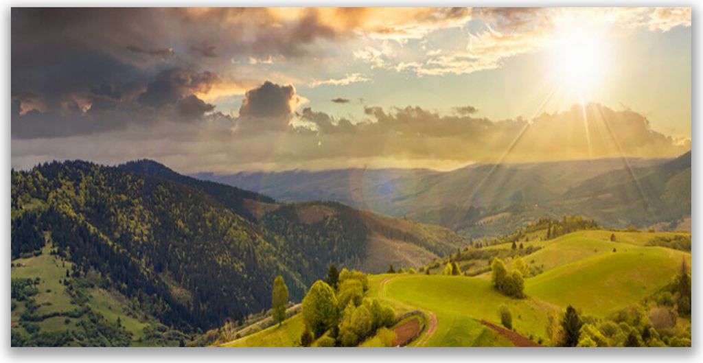 Küchenrückwand aus Glas 140x70cm Spritzschutz Gebirge Landschaft