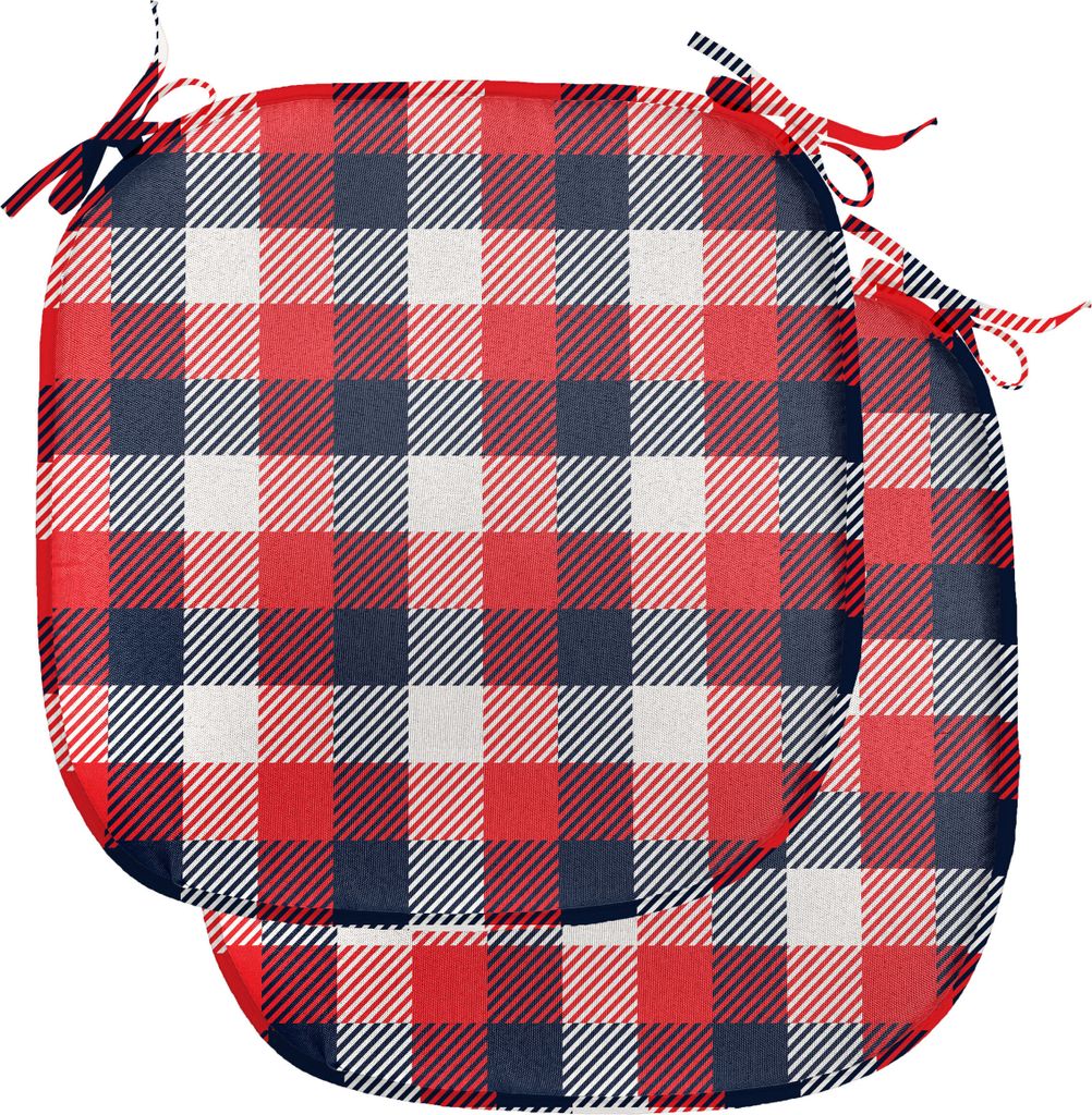 ABAKUHAUS Plaid Polster für Esszimmerstühle, Traditionelle Retro-Muster, Dekoratives wasserfestes Kissen mit Riemen für Küchensitze, 40 cm x 40...