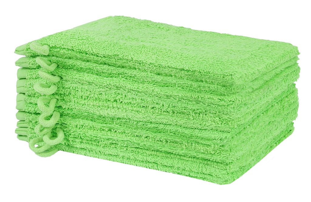 Frottier Waschhandschuhe 10er Pack 15x21cm, 100% Baumwolle, Apfel grün