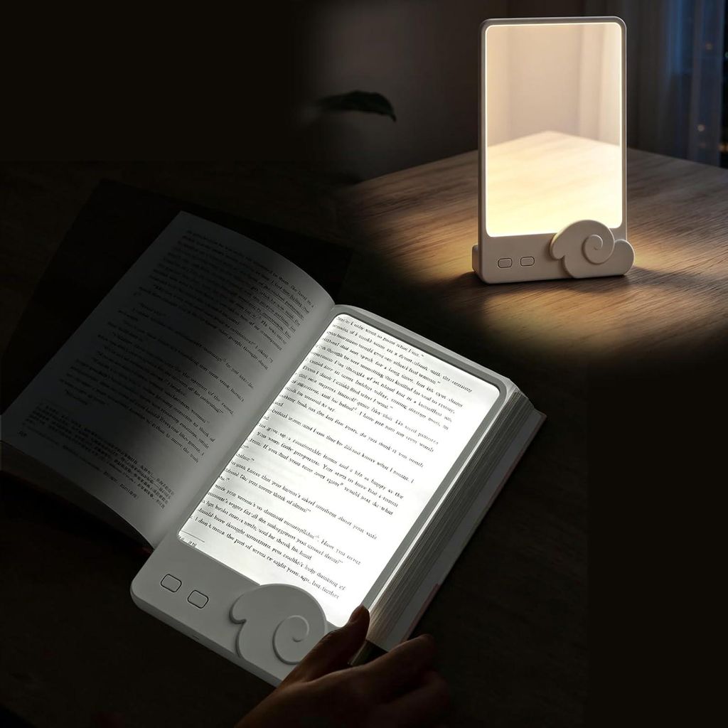 LED Leselampe Buchlampe flach wiederaufladbar, dimmbar 3 Lichtfarben, augenschonende Leseleuchte für Bett & Nachtlesen USB