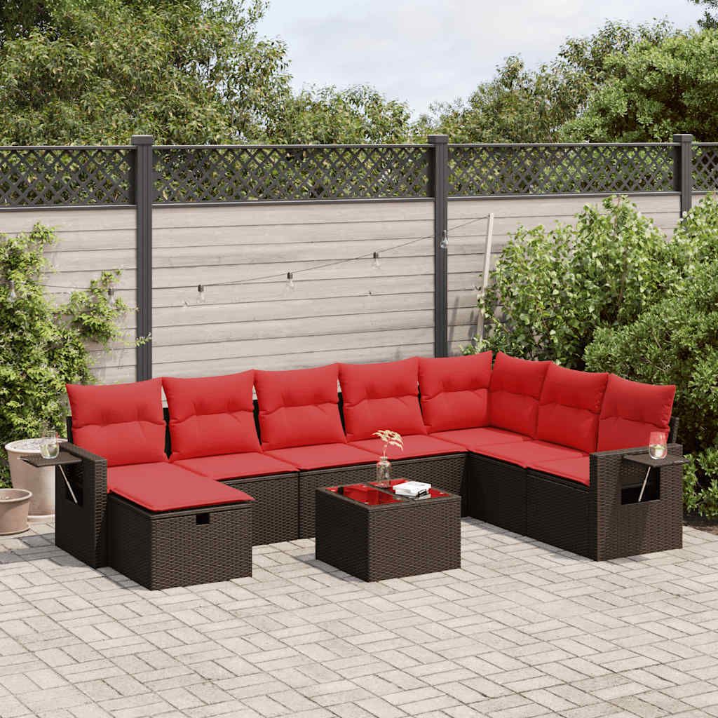 Maison Exclusive - 9-tlg. Garten-Sofagarnitur mit Kissen Braun Poly Rattan