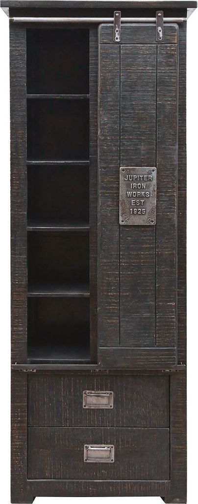Hochschrank - Grau - Mangoholz massiv - B 70 cm - 1 Tür - 2 Produktbild 2