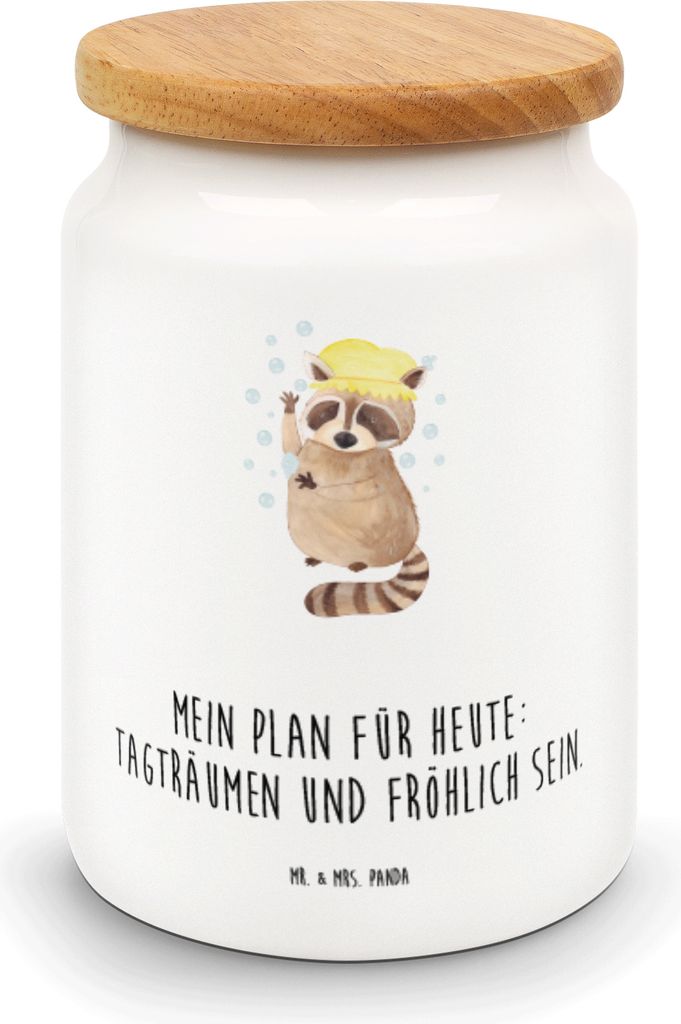 Mr. & Mrs. Panda Dose Waschbär - Weiß - Geschenk, Tagträumen, zuckerdose, Vorratsbehälter, Plan, Seifenblasen, Fröhlich, behälter, Lustige Sp...