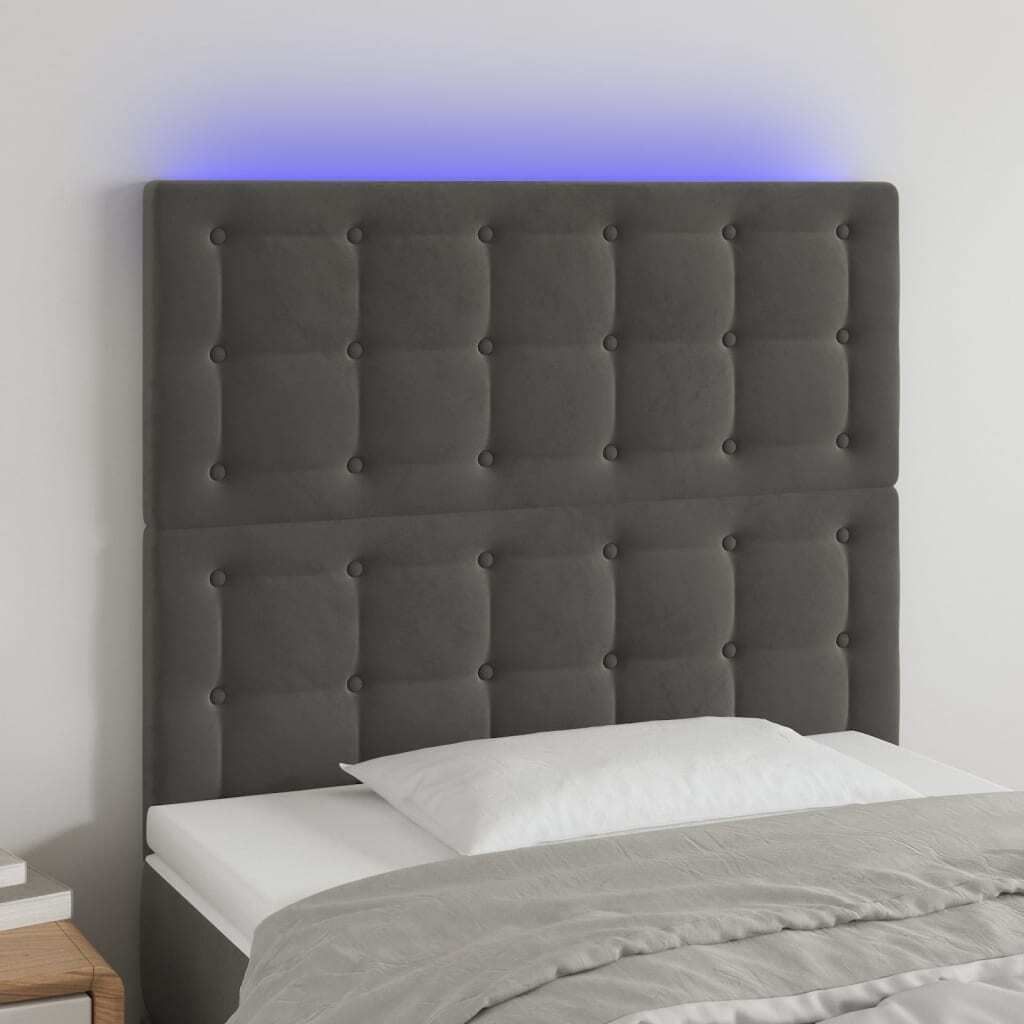 Maison Exclusive - LED Kopfteil Dunkelgrau 80x5x118/128 cm Samt