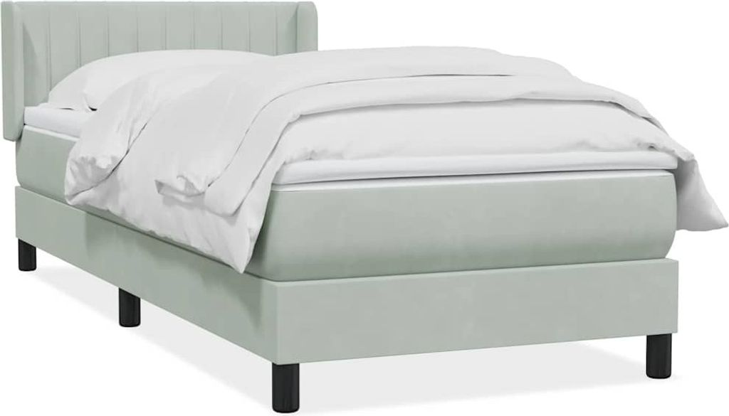 vidaXL Boxspringbett mit Matratze Hellgrau 80x210 cm Samt