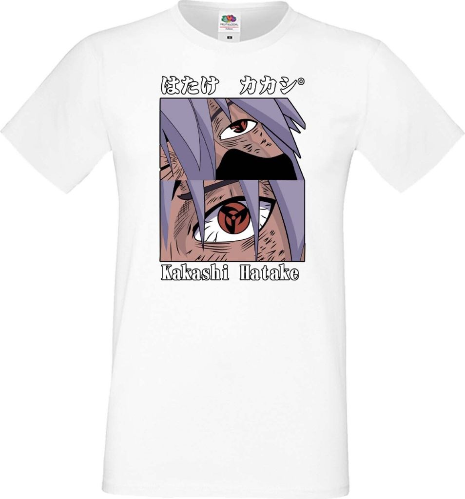 Herren T-Shirt Japan Manga Animation Comics Naruto Kakashi Hatake Sharingan Var-036 Kakashi Sharingan, Man 3XL / Weiß