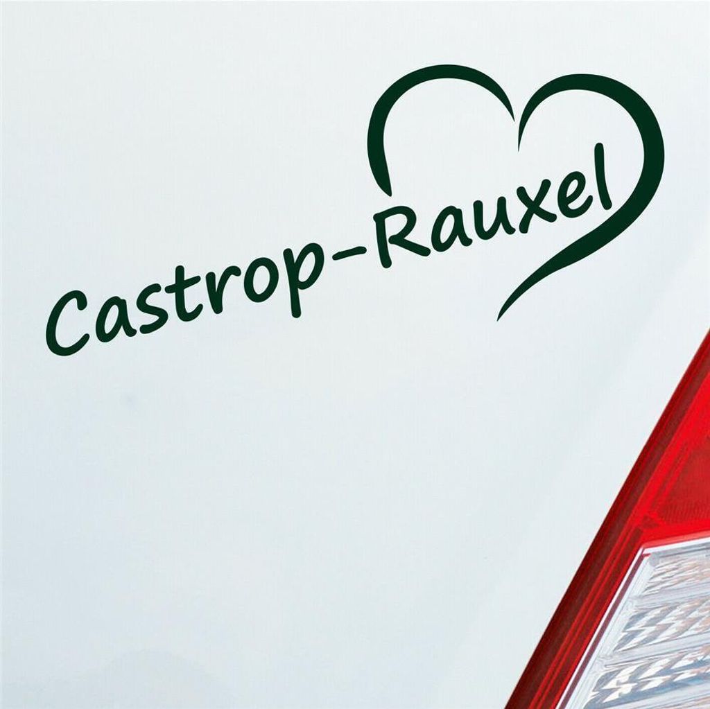 Auto Aufkleber Castrop Rauxel Herz Stadt City Liebe Love 18x8 cm Dunkelgrün Sticker Heckscheibenaufkleber