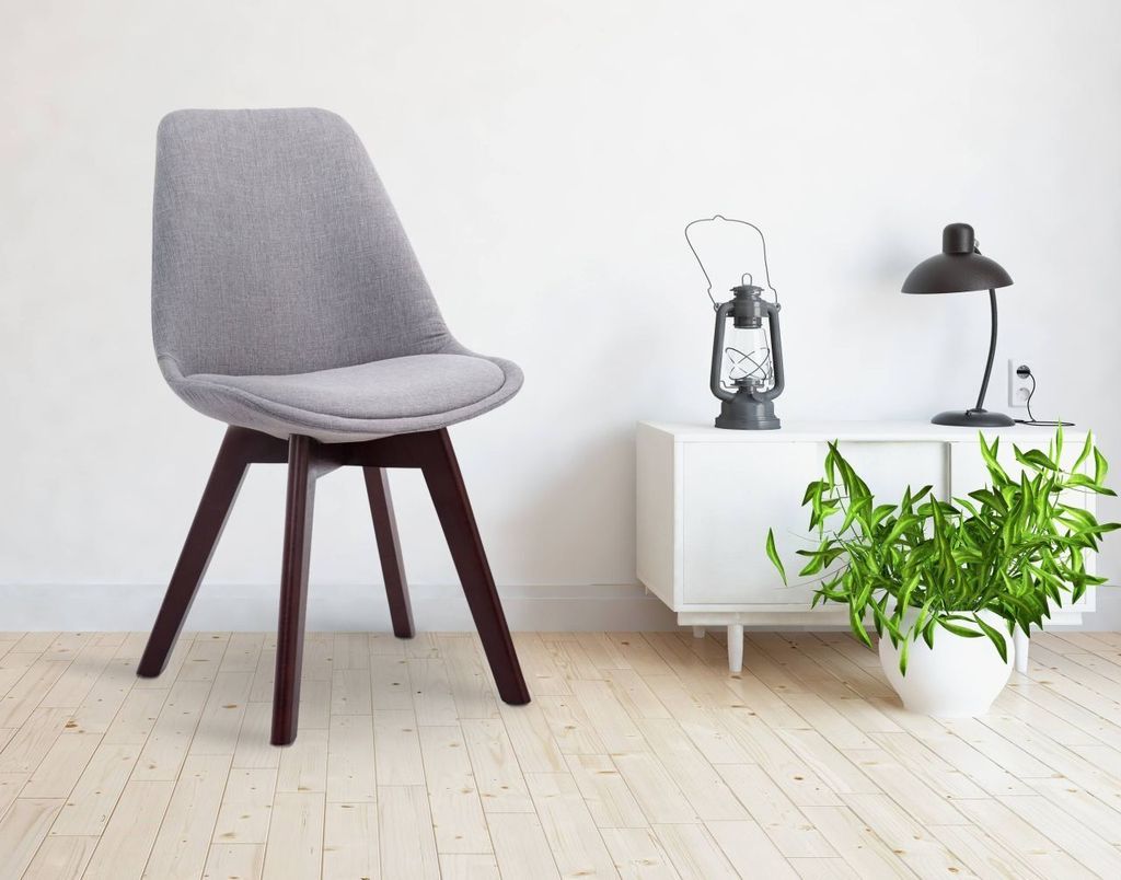 Besucherstuhl Borneo V2 Walnuss Stoff grau Produktbild 