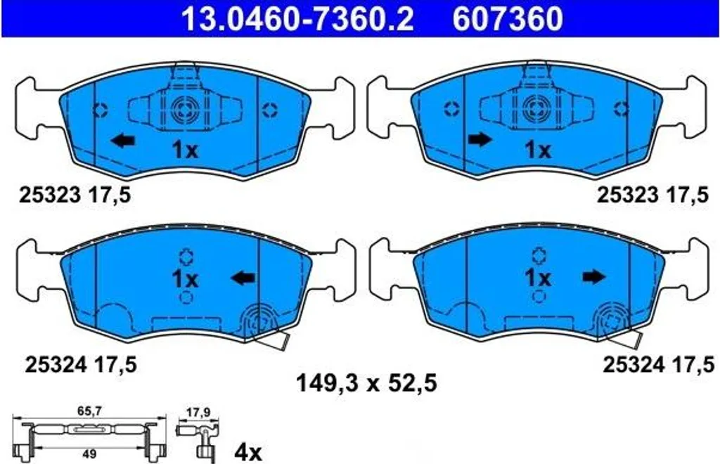Plaquettes de frein ATE 13.0460-7360.2 avec traitement thermique et silence