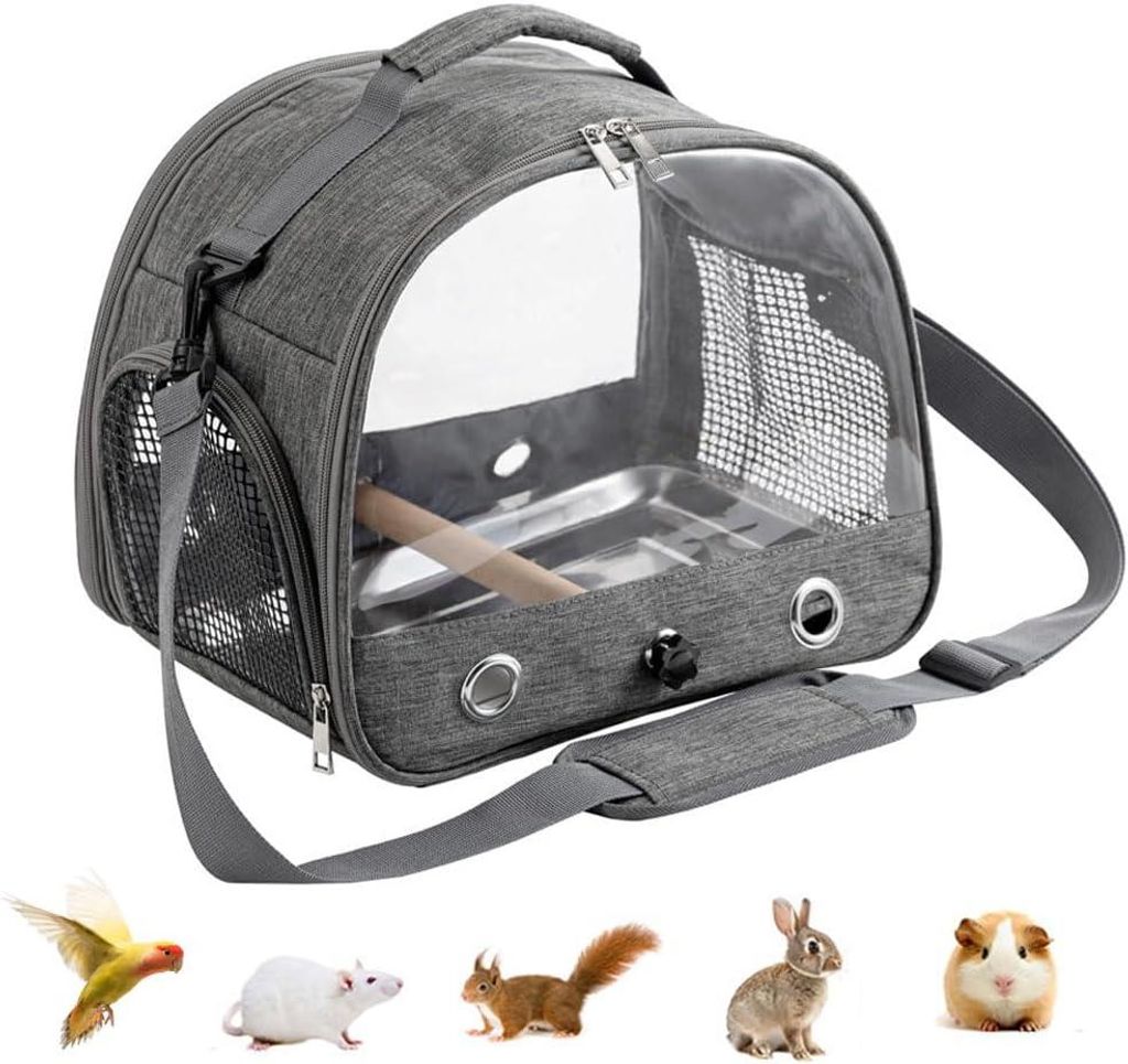 Rucksack für Vögel mit Holzstab,Vogel-Tragetasche mit Stehstange und Edelstahl-Tablett,Leichter Rucksack für Papagei für Papageien,Sittiche