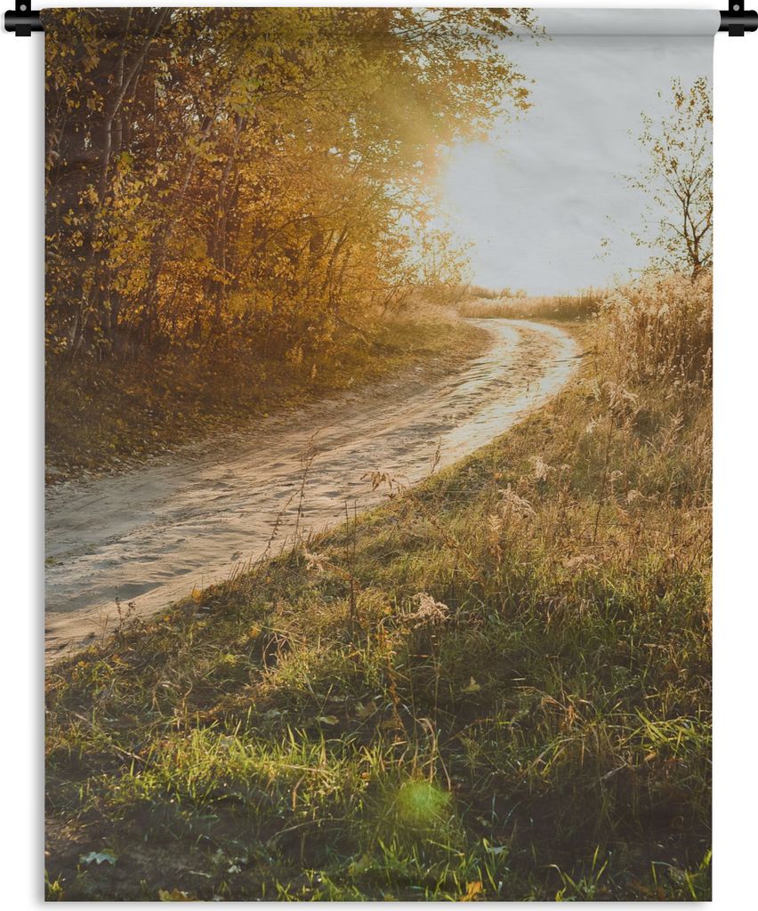 MuchoWow Wandteppich Wandbehang Weg - Natur - Baum 60x80 cm Tapisserie Dekoration Wandtuch - Decke - Wandtücher - Wohne