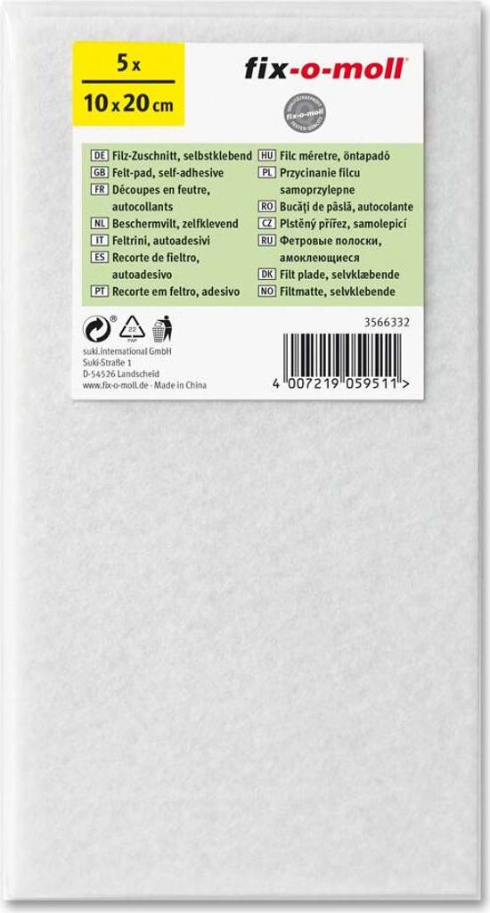 Filzzuschnitt-Sparpack 100mm x 200mm weiß fix-o-moll